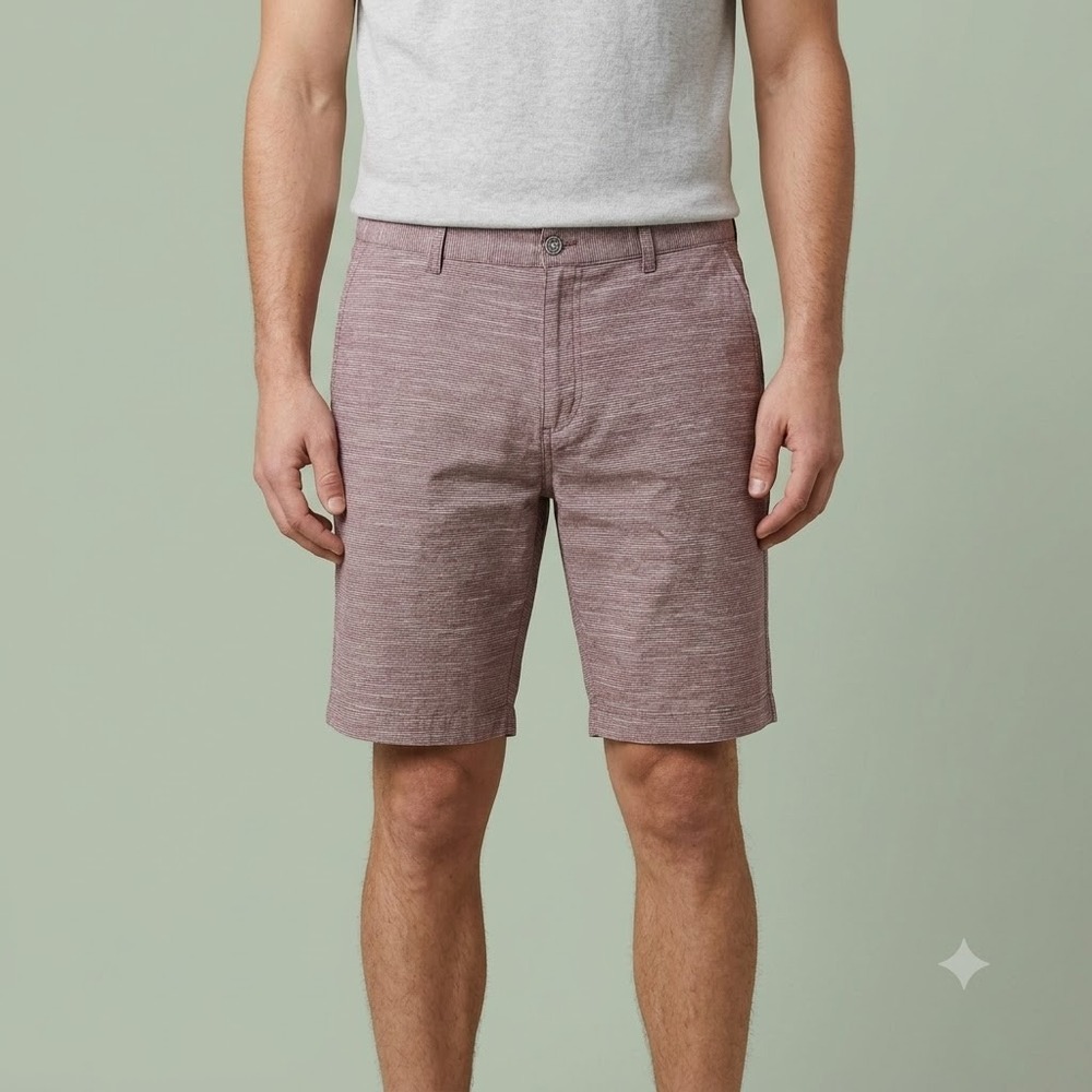 Silver Lake Shorts Mens 38 Brown Striped‎ Flat Front Casual Cotton